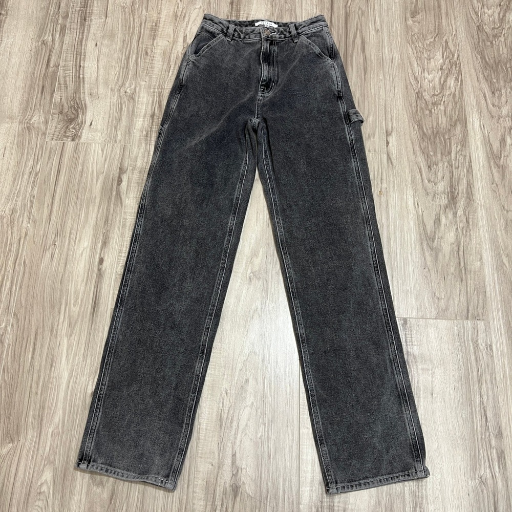 PacSun Washed Black Carpenter Jeans High Waisted Straight Leg Size 25
